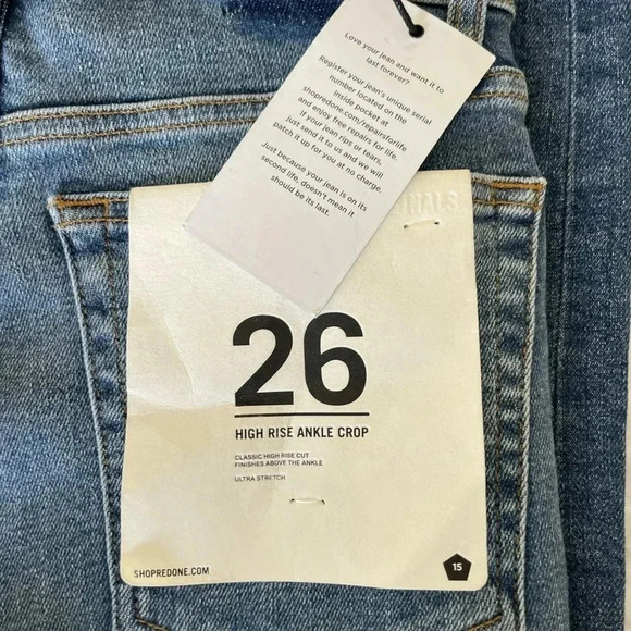 Redone high rise ankle crop denim in aged blue wash - Picture 13 of 13